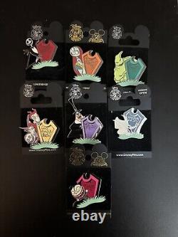 2002 Disney Nightmare Before Christmas Tombstone Complete Pin Set. (7 pins)