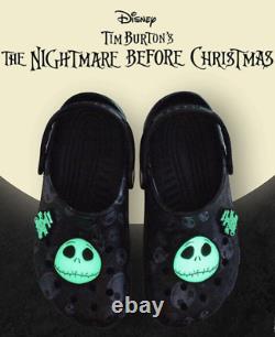 Crocs Disney Nightmare Before Christmas Jack Skellington Glow in the Dark NWT