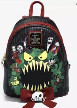 Disney Loungefly Nightmare Before Christmas Wreath Mini Backpack and Wallet New