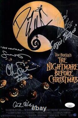 Disney Nightmare Before Christmas 8x12 Cast x5 Photo Signed O'Hara Sarandon JSA