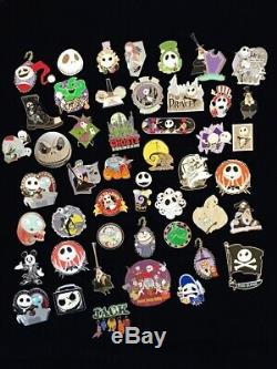Disney Nightmare Before Christmas Jack And Sally Authentic 47 Pin Lot With Bag