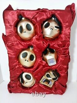 Jack Skellington Disney Nightmare Before Christmas Set Of 6 Glass Head Ornaments