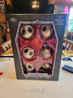 Jack Skellington Disney Nightmare Before Christmas Set of 6 GLASS Ornaments