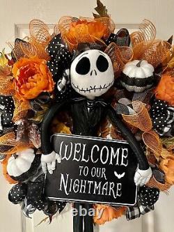 Jack Skellington nightmare before Christmas Halloween wreath