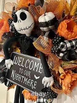 Jack Skellington nightmare before Christmas Halloween wreath