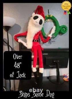 LARGE Disney Nightmare Before Christmas Jack Skellington Santa 48 Plush NEW