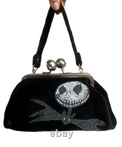 Limited Disney NIGHTMARE BEFORE CHRISTMAS Jack Skellington Velvet Beaded Bag