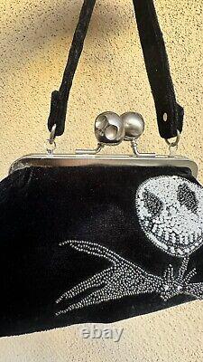 Limited Disney NIGHTMARE BEFORE CHRISTMAS Jack Skellington Velvet Beaded Bag