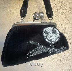 Limited Disney NIGHTMARE BEFORE CHRISTMAS Jack Skellington Velvet Beaded Bag