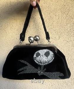 Limited Disney NIGHTMARE BEFORE CHRISTMAS Jack Skellington Velvet Beaded Bag