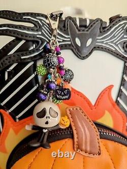 Loungefly Disney Nightmare Before Christmas Jack Pumpkin Glow Backpack & CHARM