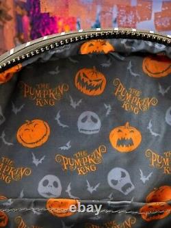 Loungefly Disney Nightmare Before Christmas Jack Pumpkin Glow Backpack & CHARM