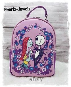 Loungefly Disney Nightmare Before Christmas Spring Floral Purple Backpack NWT