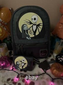 Loungefly Nightmare Before Christmas Jack & Sally Mini Backpack Glow In The Dark