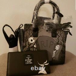 NEW! Disney Nightmare Before Christmas Loungefly Jack & Sally Purse/Wallet Set