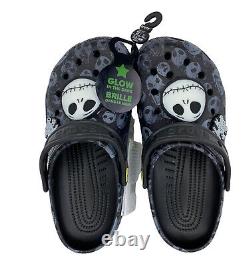 New Crocs Disney Nightmare Before Christmas Glow In Dark Clogs M5/W7 NWT HTF