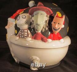 Nightmare Before Christmas Ceramic Cookie Jar Sandy Claws with Lock Shock & Barrel