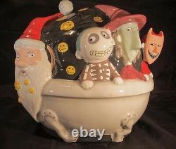 Nightmare Before Christmas Ceramic Cookie Jar Sandy Claws with Lock Shock & Barrel