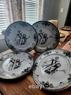 Nightmare Before Christmas Dish Plates 4pc Set Disney Jack & Sally Halloween New