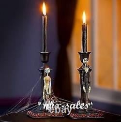 Nightmare Before Christmas Jack And Sally Holiday Candlestick Holder Set