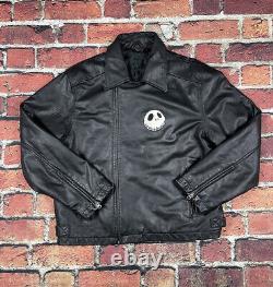 VINTAGE Rare Disney Nightmare Before Christmas Black Leather Jacket Size Large