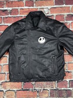 VINTAGE Rare Disney Nightmare Before Christmas Black Leather Jacket Size Large